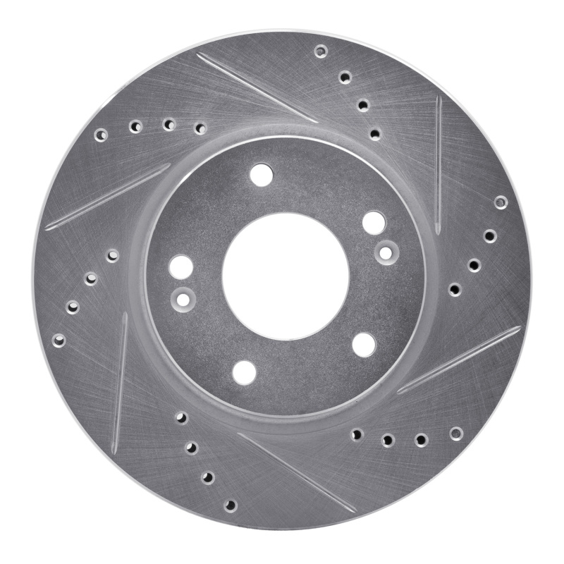 Hyundai Ioniq Brake Rotor (1) - Front Right - R1 Concepts - Drilled & Slotted - Silver - `17-`22